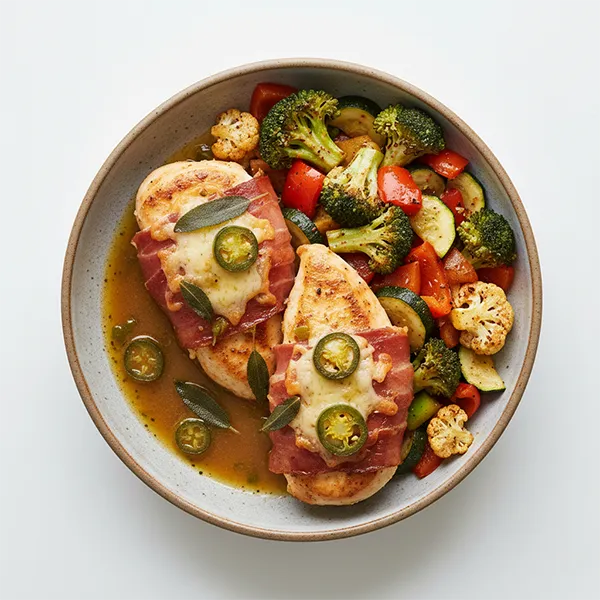 Chicken Saltimbocca With Jalapeno Cheddar Vegetable